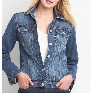 GAP Icon Denim Jean Trucker Jacket Medium Saddle Blue Wash XS